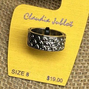 Claudia Jublot Silver Ring Size 8 Scalloped Design Plain Retro BoHo